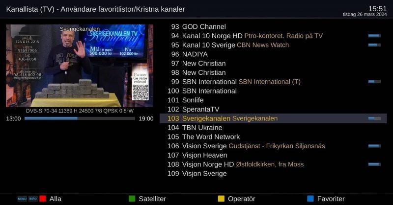 Uppdaterad information om kristna TV-kanaler.