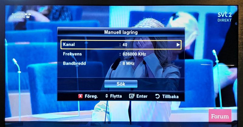 TV-apparaten sökte in SVT 2 från fel sändare.